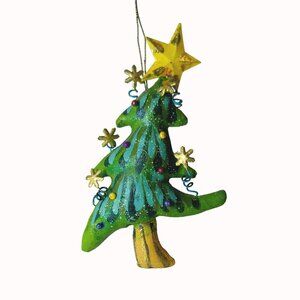 Vintage Fabric Mache Christmas Tree Figurine Whimsical Ornament